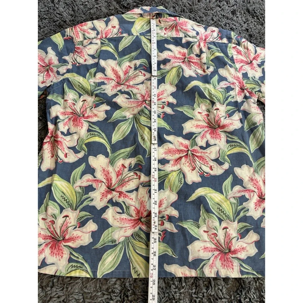 Polo Ralph Lauren Camp Hawaiian Shirt Men's Large Floral Linen Short Sleeve
